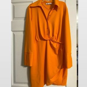 Orange long sleeve zara dress